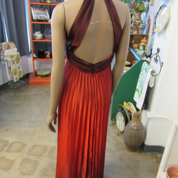 SALE! Formal Burnt Orange Floor Length Dress Size M - Picture 3 of 9